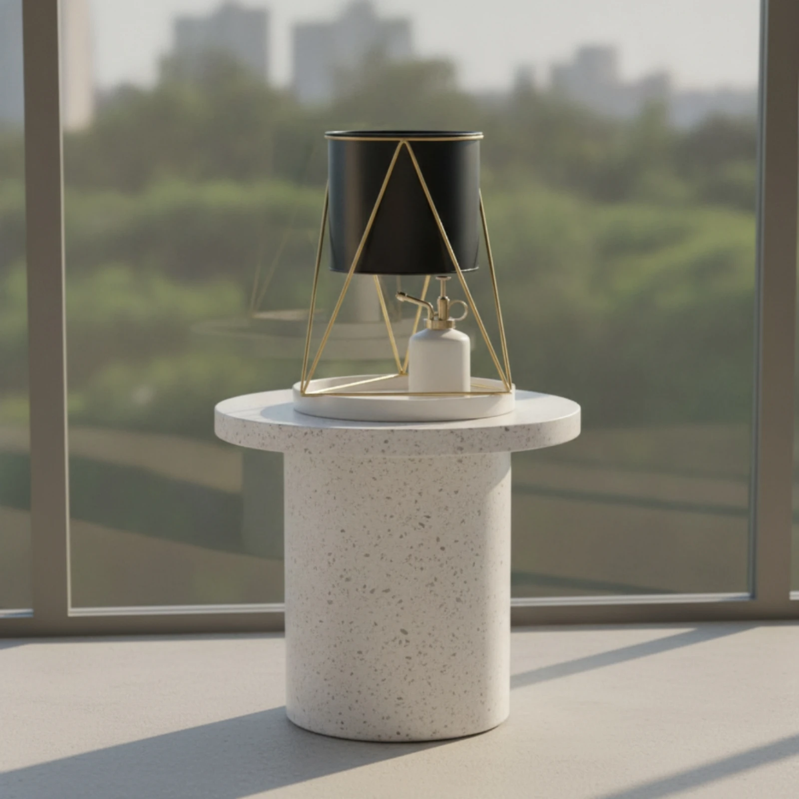 Metal Flower Pot with Stand Lightweight Flower Pot with Stand Nordic Design Vase Geometric Metal Planter