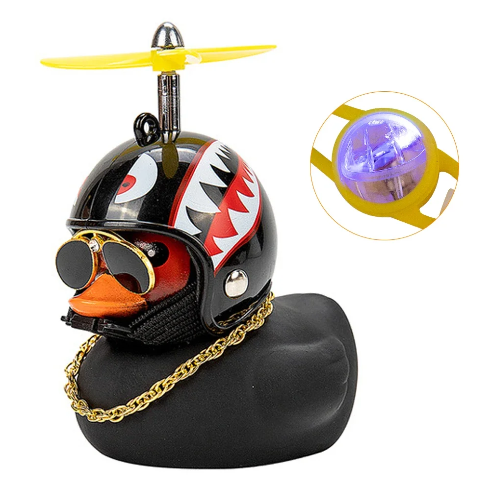 Broken Wind Rubber Duck With Helmet Pendant Black Duck Road Bike Motor Helmet Riding Bicycle Accessories Car Decoration