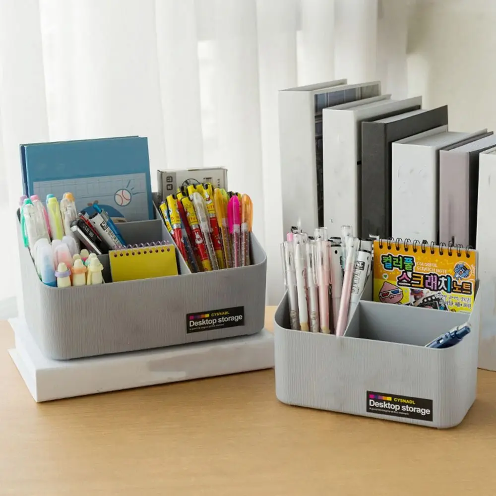 Plastic Desktop Storage Box Large Capacity Space Saving Cosmetics Storage Case 3/7 Grids Sundry Storage Basket Student