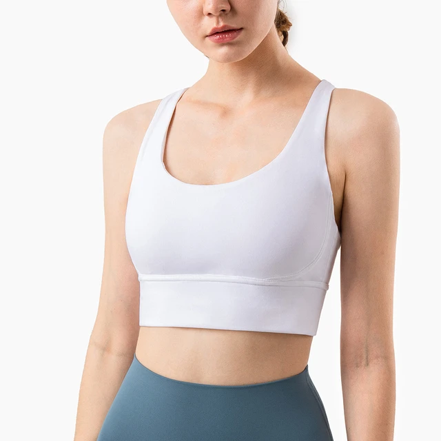 AliExpress Women Sports Bra Crop Tops Fitness Super Soft Fabric Nude Feel Brassiere Padded Shockproof Running