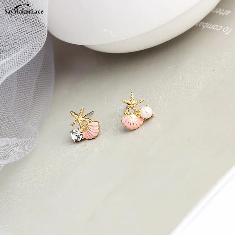 1Pair Creative Temperament Starfish Shell Earrings For Women Girls Unique Personality Sweet Elegant Earrings Accessories