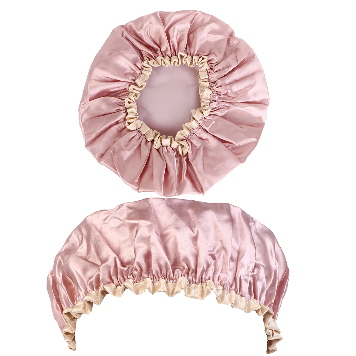 

2Pcs Waterproof Shower Cap Thickening Double Layer Hair Protection Comfortable Elastic Women Bathing Hat Reusable Sleep