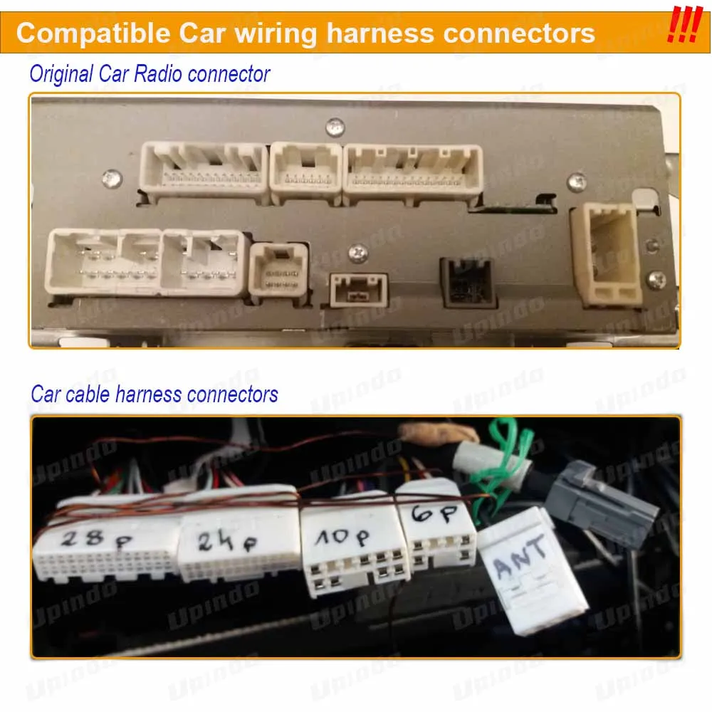 Car Radio Cable Connector Socket Power Wiring Harness with CAN Bus Decoder for Toyota Highilander Camry C-HR Yaris RAV4 Corolla