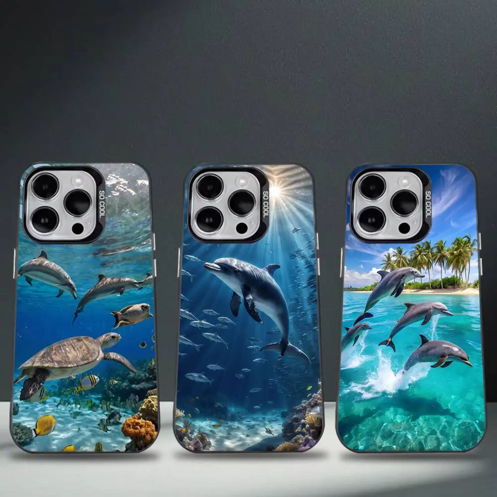 

Deep sea turtle dolphin Phone Case For iPhone 16,15,14,13,12,11,8,7,Pro,Max,Plus,Mini,XS,SE Anti Fall Black Matte Hard