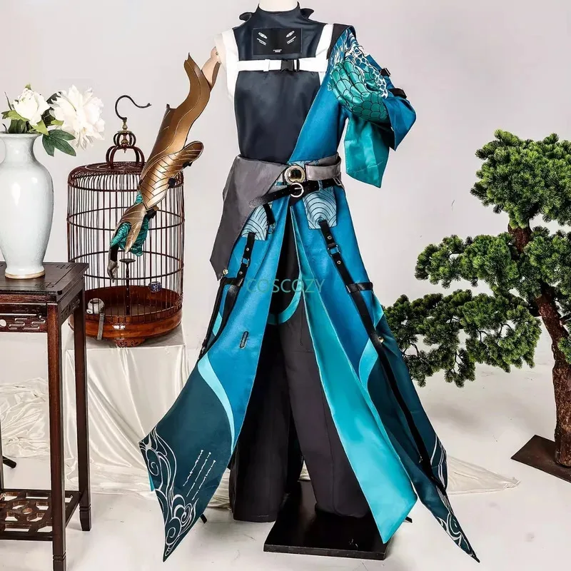 qq023Pre-sale Wuthering Waves Jiyan Cosplay Costume Long Green Wig Game Outfits for Convention Event Halloween Party