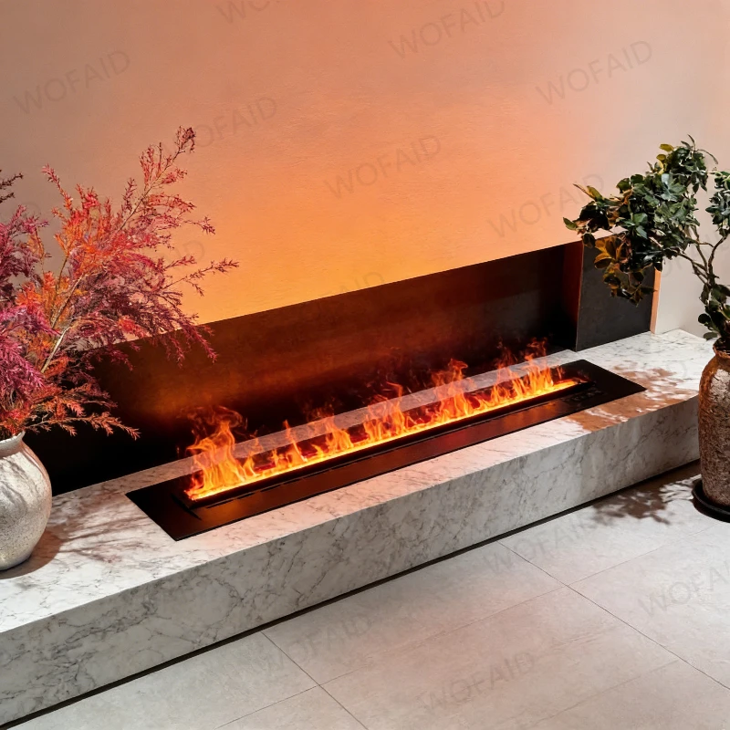 

Тонкий электрический камин-тумба под ТВ, 3D-эффект пламени, ультратонкий встраиваемый дизайн, современный декор для медиа-зоны