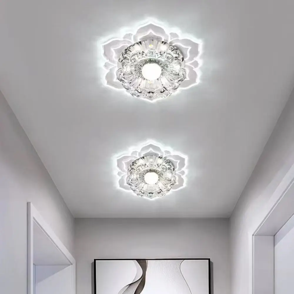 Easy Installation 9W LED Ceiling Lights Crystal Petals Modern Pendant Lamp Creative Crystal Flower Chandelier Kitchen