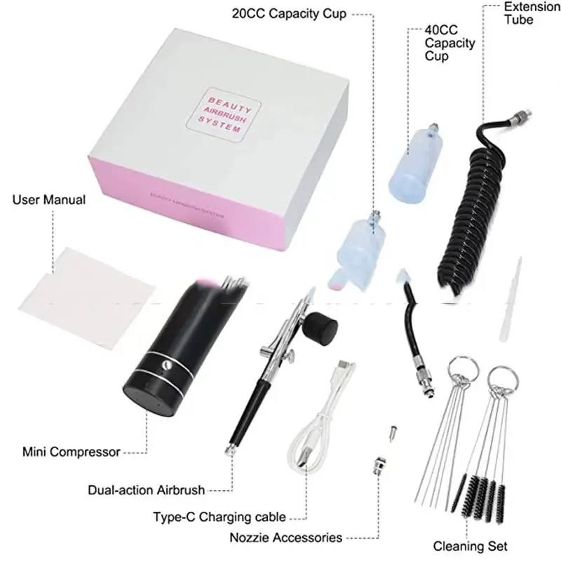 

Hot Selling Multifunctional Operation Makeup Kit Compressor Wireless Charging Mini Nail Painting Spray Gun Cordless Gun