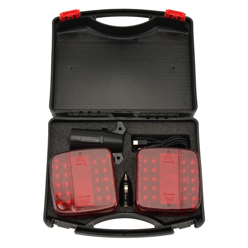 

R4-For Caravans Campers Lorry Compatible 2Pcs Wireless Magnetic LED Trailer Rear Signal Warning Brake Light Truck Tail Light