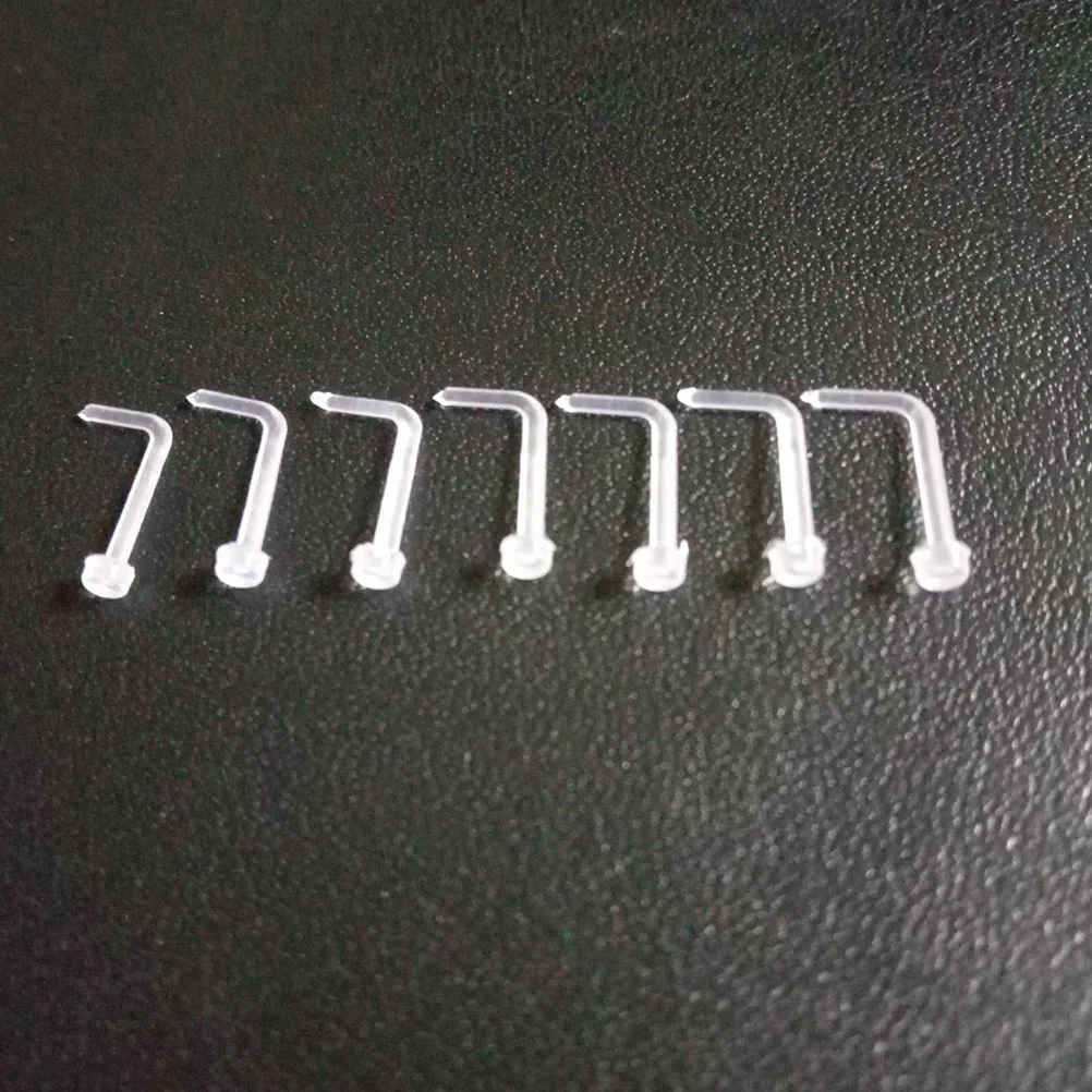 

60Pcs Medical Nose Rings Clear Acrylic Invisible Studs S Bent Straight Shape for Unisex Nose Piercing Daily Use Jewelry