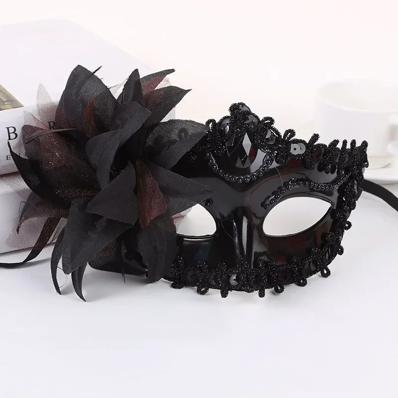 1 Pcs Halloween Princess Half Face Mask Masquerade Ball Lily Flower Mask Party Princess Sexy Dress Mask