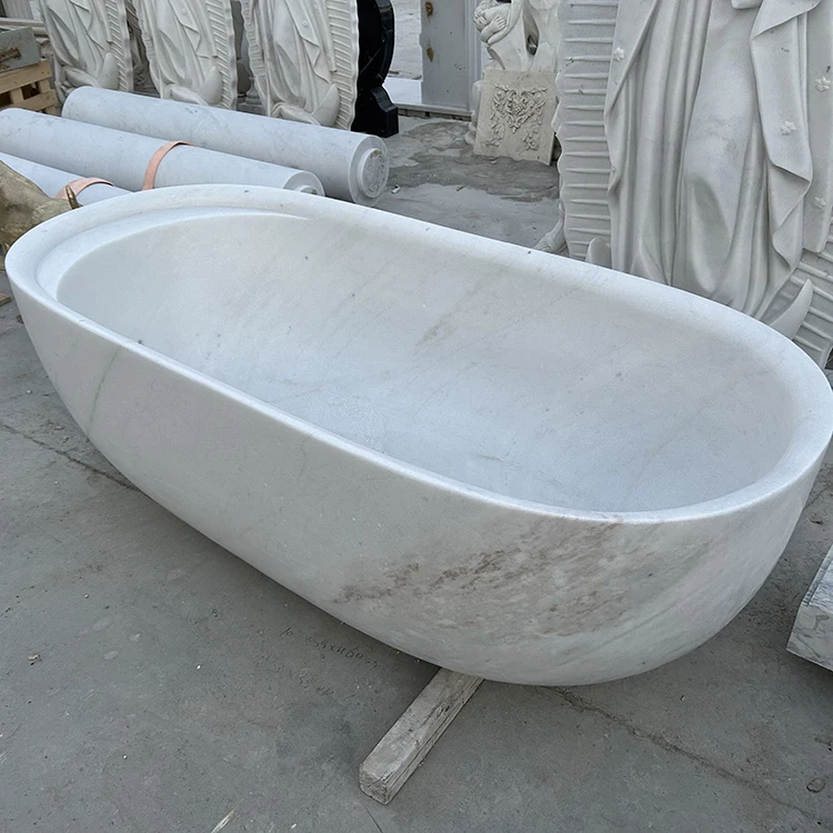

Заводская поставка Carrara Белая натуральная ванна Ванна из искусственного камня Отдельно стоящая ванна для ванной комнаты