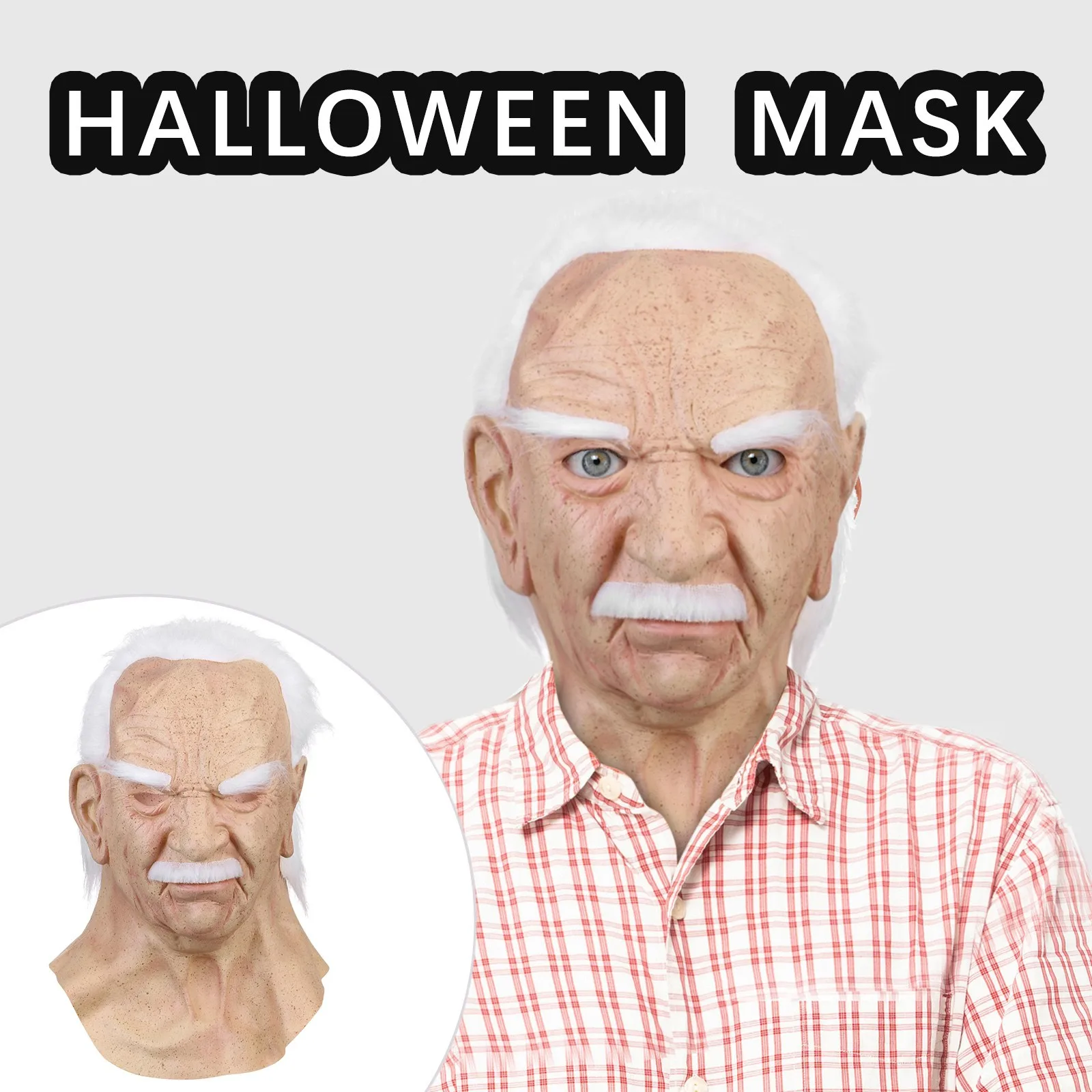 

Old Man Head Horror Mask Halloween Funny Full Face Latex Mask Masquerade Realistic Costume Cosplay Halloween Party Accessories