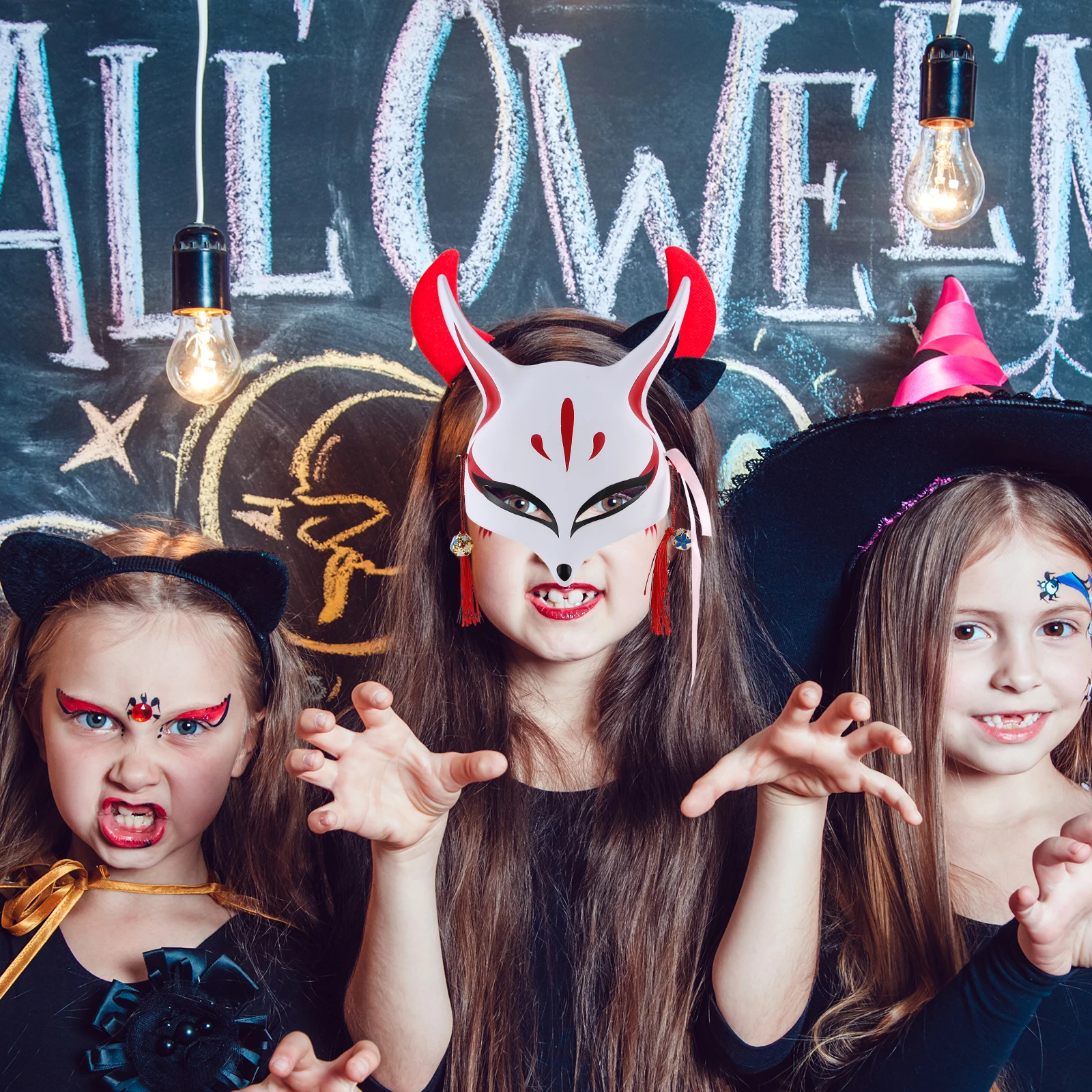 

Fox Mask Masquerade Ladies Halloween Masks Cosplay Face Japanese for Women Clothing Adult