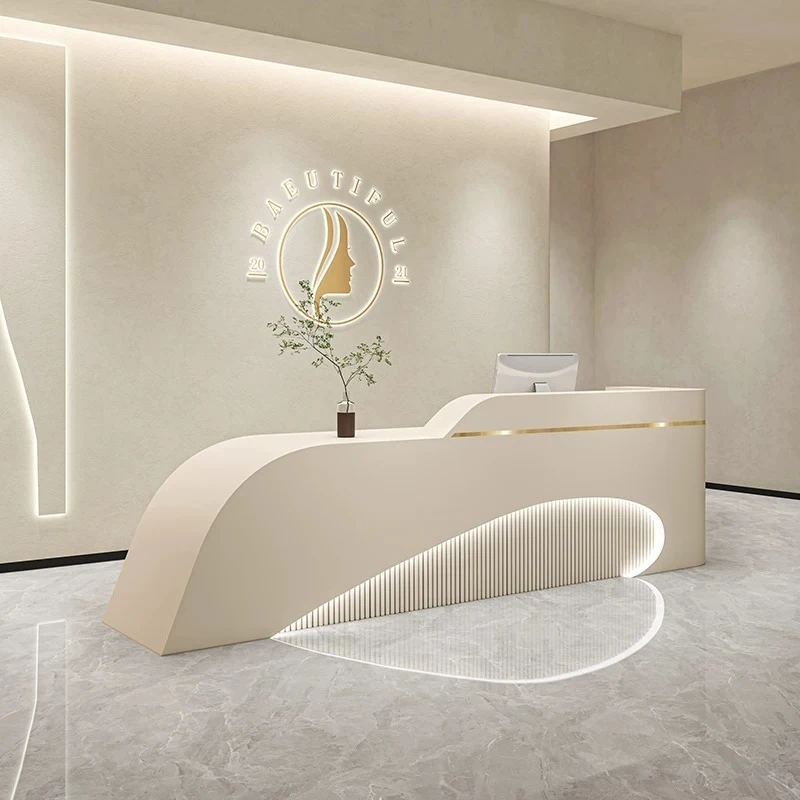 Nordic High-end Beauty Salon Reception Desk Modern Art Dance Clothing Store Cashier Counter Medical Beauty Office Furniture FYRD