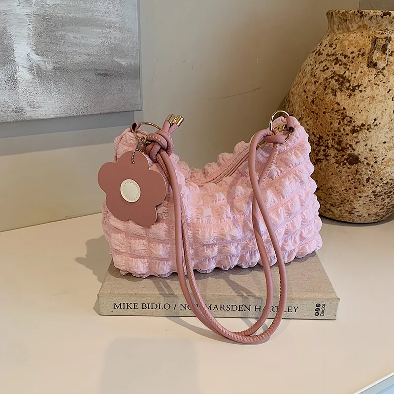 

Korean Style Bubble Bag New Fashionable Floral Handbag Underarm Single Shoulder Women's Bag Multi-Color Casual Chic Bag