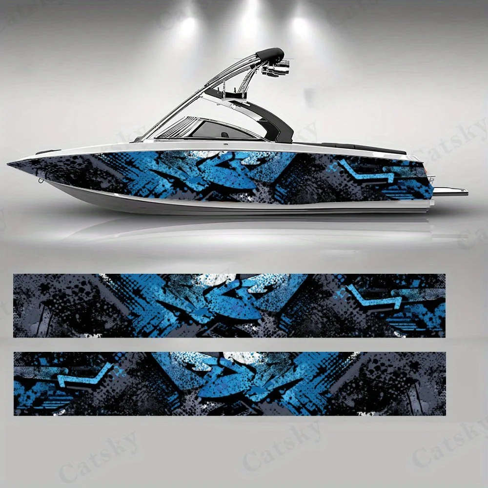 

Синий-черный модный горошек абстрактное искусство наклейка на лодку виниловый корабль понтонная палуба лодка рыбалка декоративная наклейка понтонных лодок