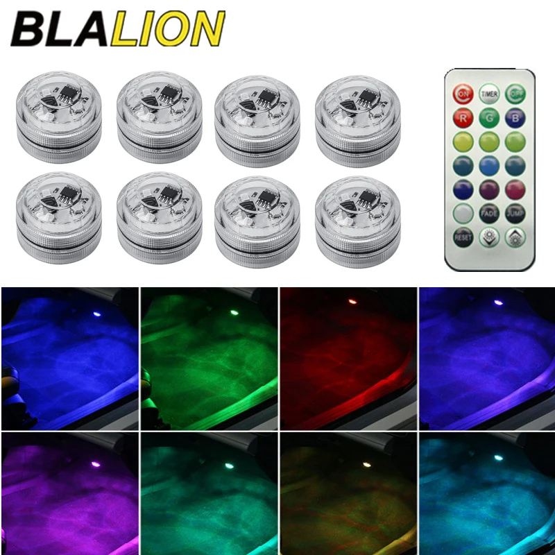 BLALION LED Wireless Bonding LED Car Interior Environmental Lights Remote Control Decoration Roof Foot Atmosphere Light Battery