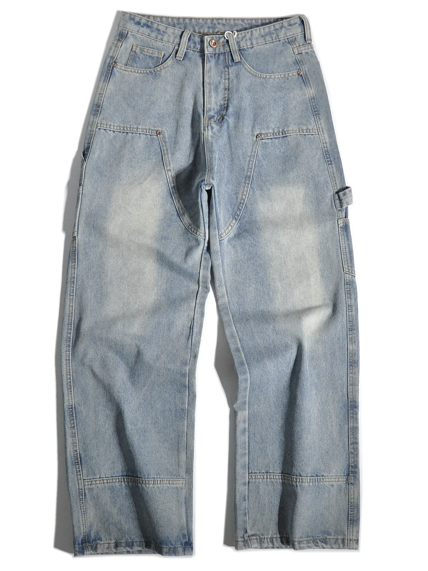 

Vintage American-style Retro Denim Jeans Amekaji Style Loose and Straight Washed Casual Pants