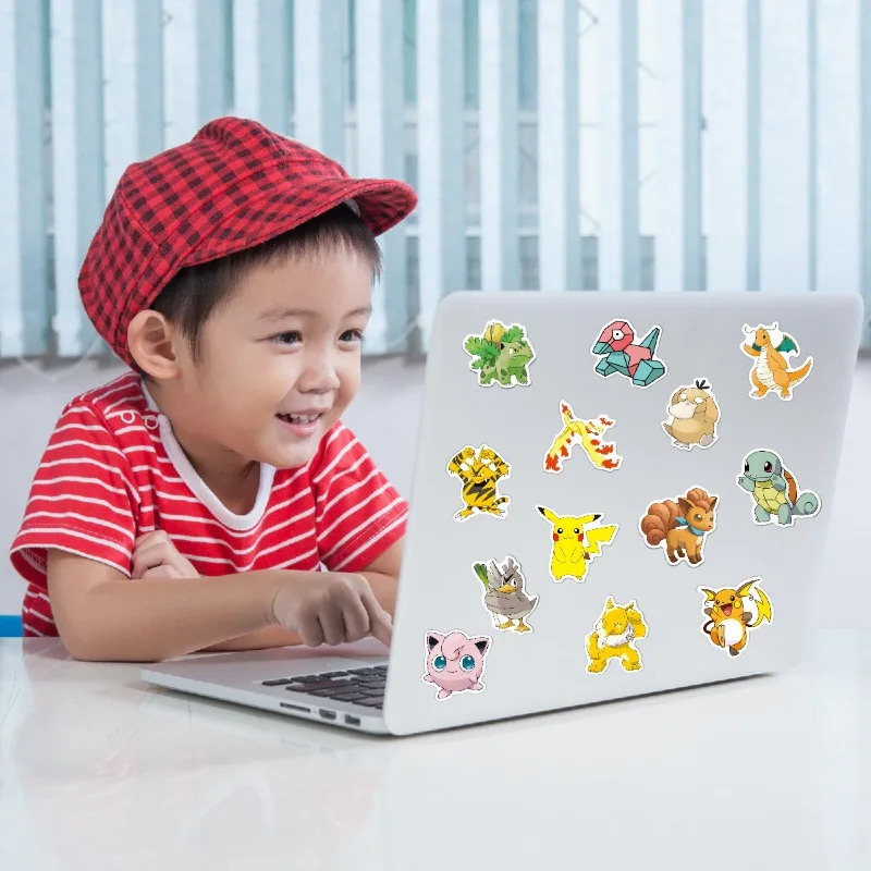 100 buah stiker Pokemon kartun lucu untuk anak laki-laki perempuan hadiah sekolah kelas untuk perlengkapan pesta siswa Dasar