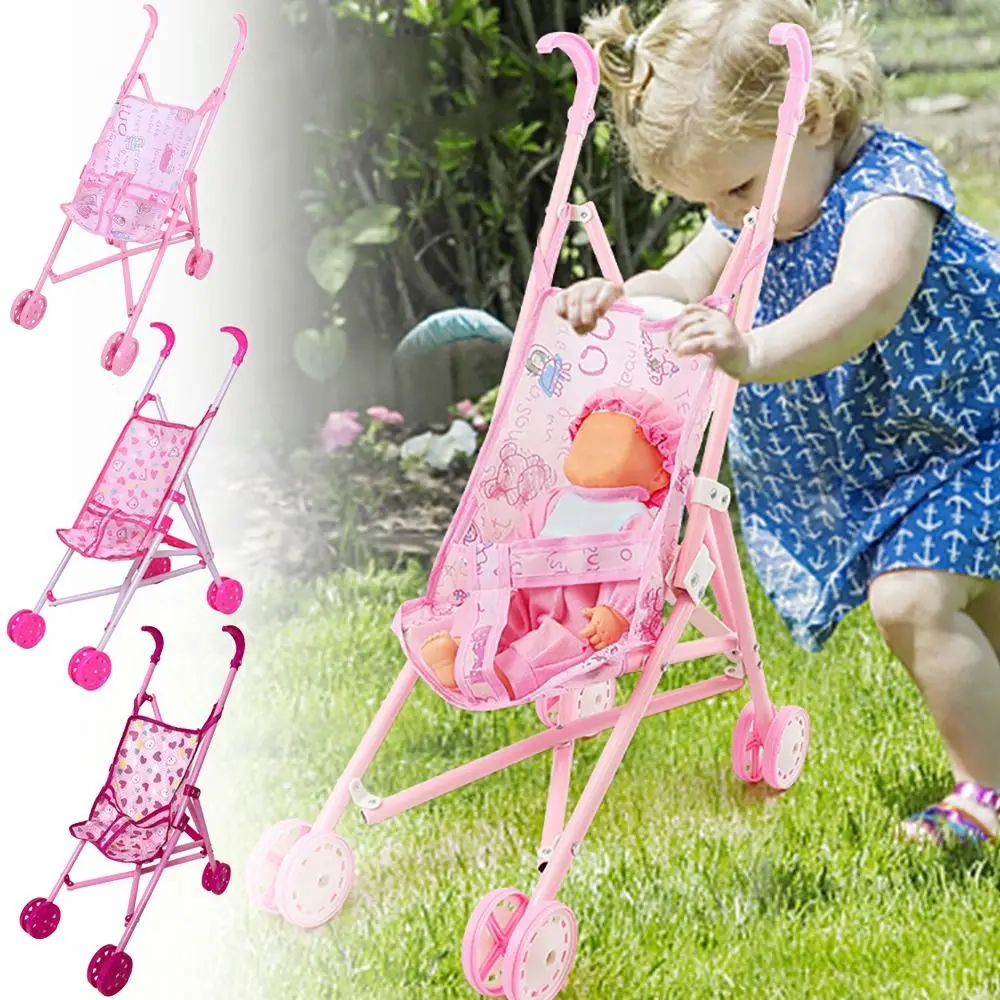 Criativo multicolorido bonecas carrinho de bebê dobrável estável carrinho de bebê leve jogando casa walker para meninos meninas
