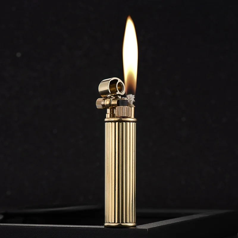 New Pure Copper Precision Sculpture Series Grinding Wheel Kerosene Lighter Cool Portable Sideslip Ignition Windproof Lighter