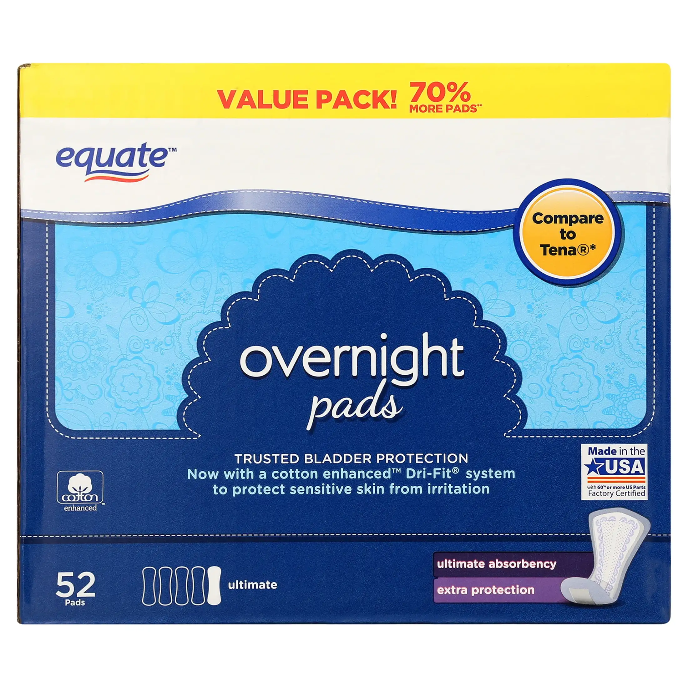 

Women's Incontinence Pads, Overnight (52 Count)