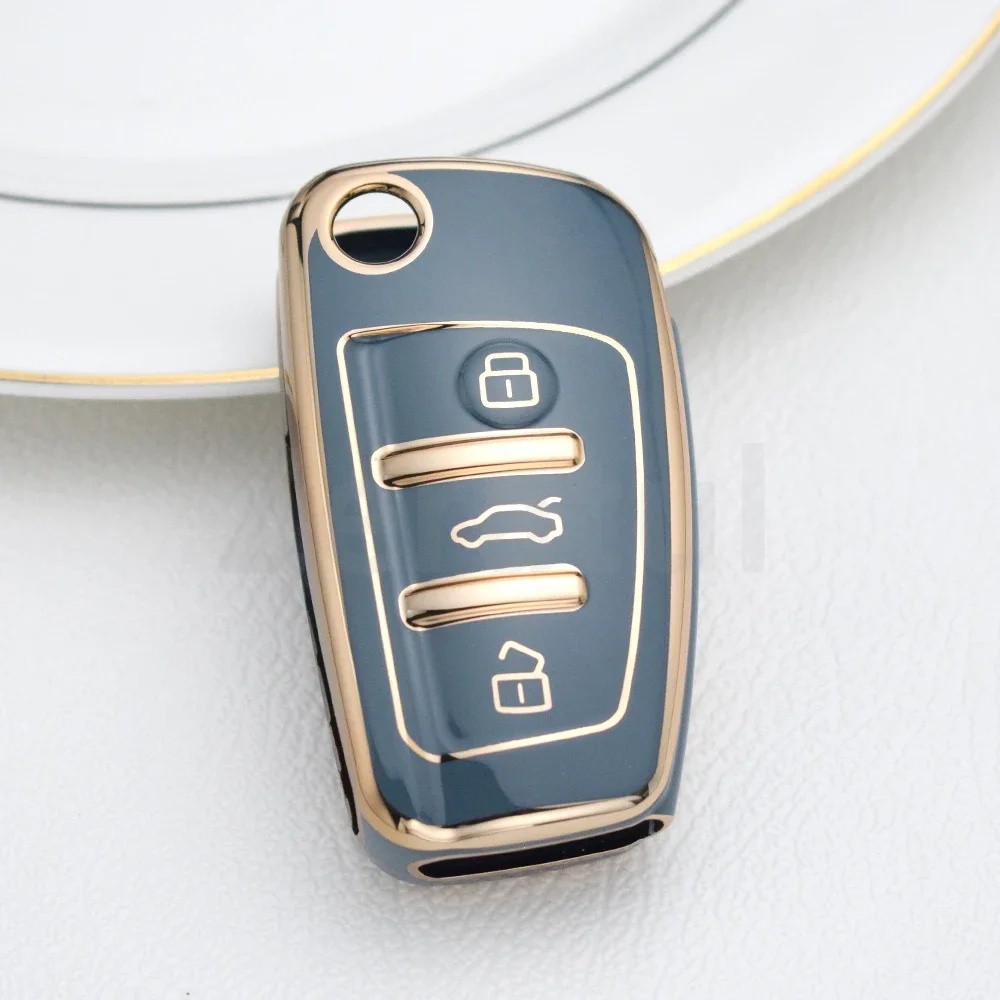 حافظة مفاتيح قابلة للطي من البولي يوريثان غطاء حقيبة لأودي A3 A4 A5 A6 A7 Q3 Q5 S6 B6 B7 B8 C6 8P 8V 8L TT RS ملحقات حماية السيارة