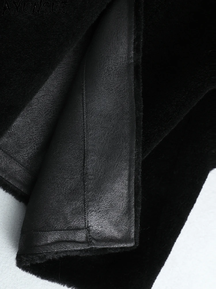 AYUNSUE 100% Natural Wool Coats for Woman Clothes Mid Length Fur Coat Woman Clothes High Quality New in Outerwears Abrigo Mujer