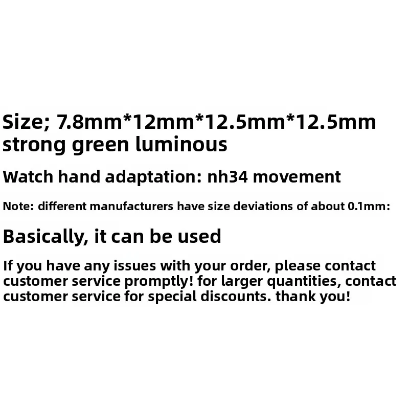 Watch Hand Accessories for GMT Hands Gold Strong Green Luminous for NH34 Hands Diver's Pin Accessories