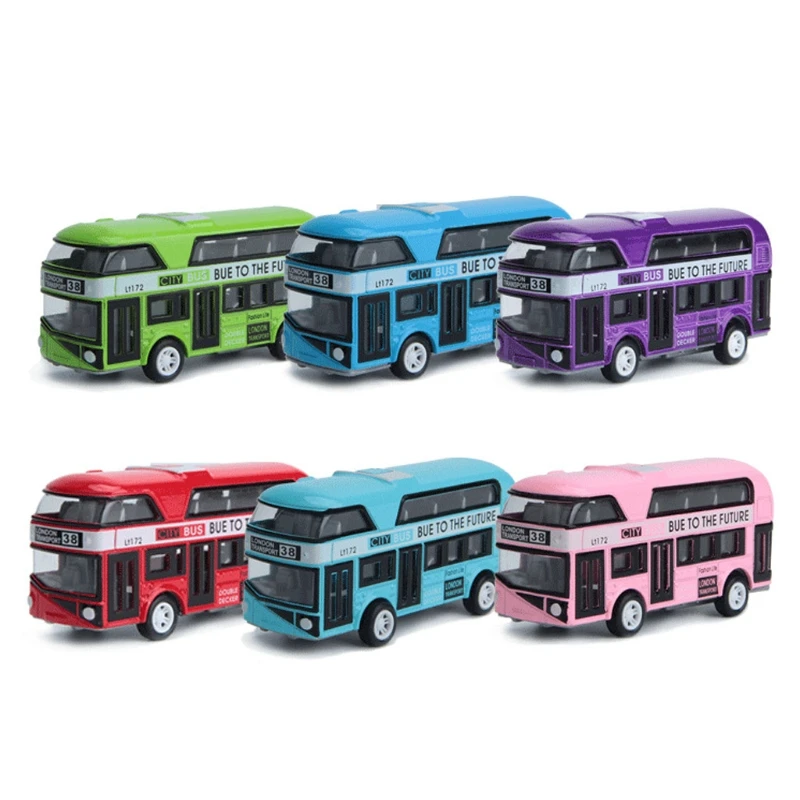 1:43 Car Model Double-decker Bus Alloy Diecast Vehicle For Kids Boys