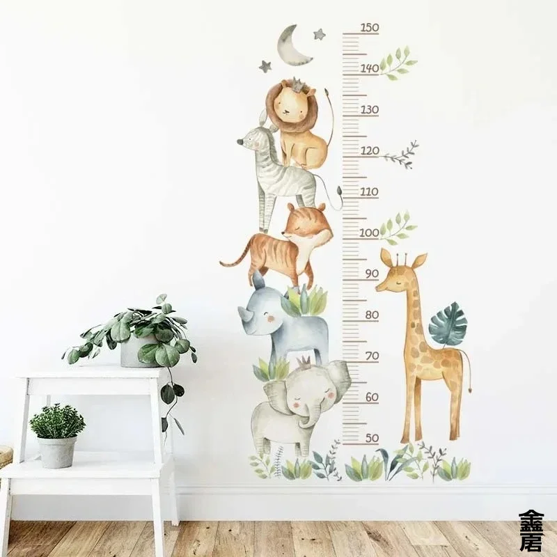 PVC Cartoon Animal Height Ruler Wall Sticker Kids Measure Waterproof Self Adhesive Decals Detachable Home Decor Nursery Peel Sti