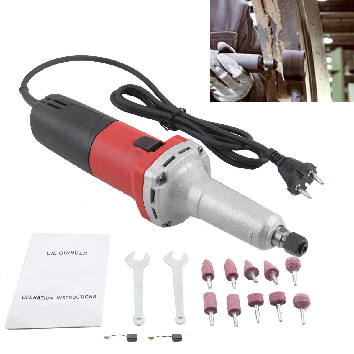 750W Elektrischer Geradschleifer, Handgehaltene Schleifmaschine mit Variabler Geschwindigkeit 0-27000 U/min, Polierwerkzeug, Mini-Fräse 6mm – Detail 12