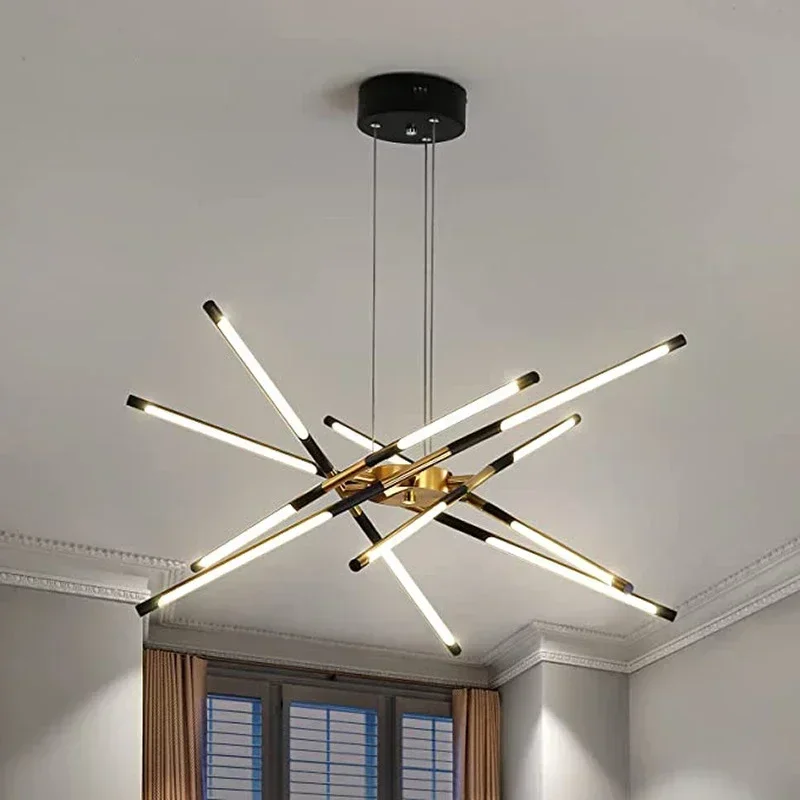 

Modern Dimming LED Chandelier DIY Adjustment Pendant Lamp Gold Lustre For Living Room Kitchen Hanging Light Suspension Luminaire