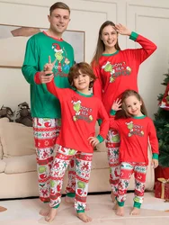 Family Christmas Parent-Child Suit Pajamas Amazon New Contrast Color Pajamas Homewear mommy and me clothes