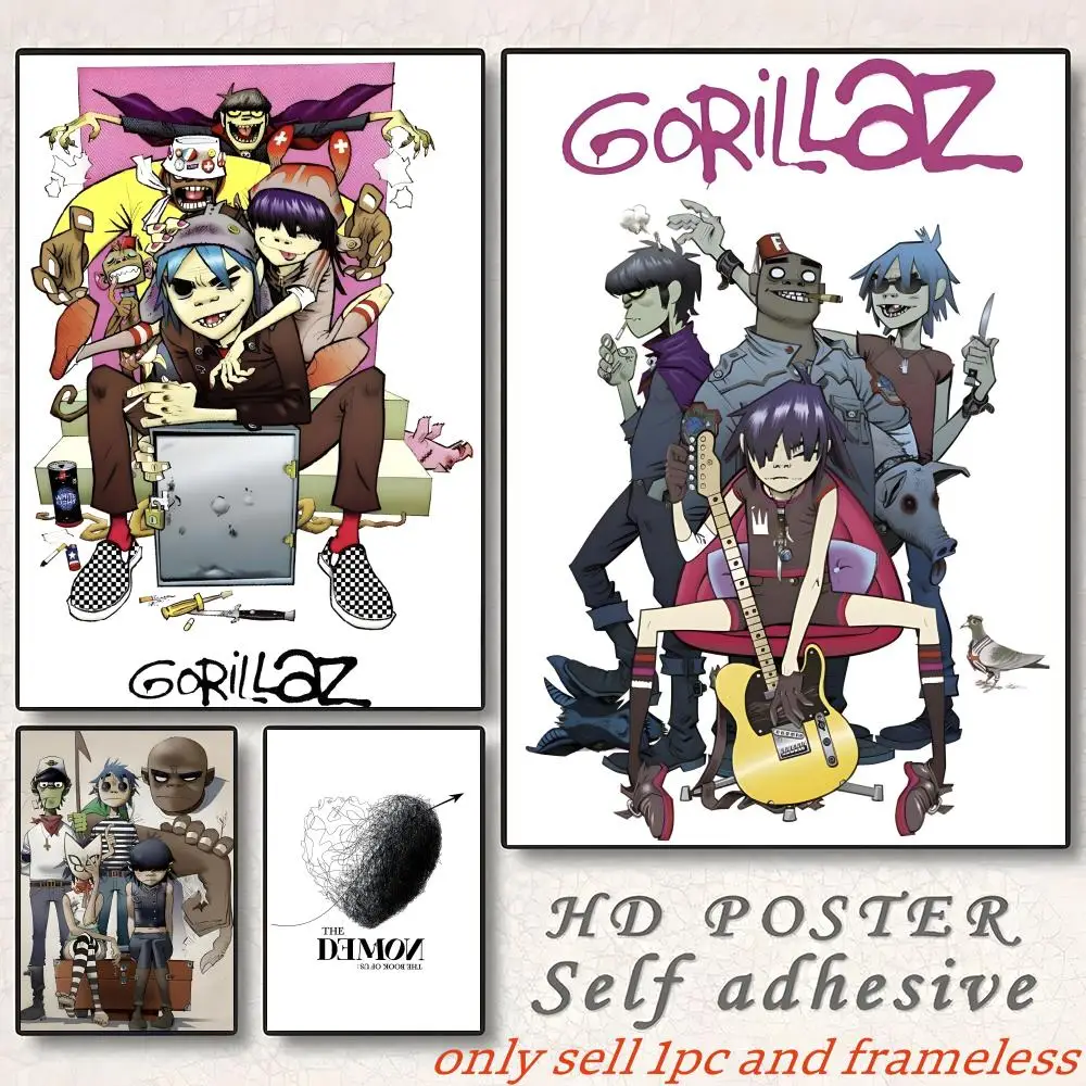 Cartoon Virtual Band G-Gorillaz Demon Days Poster Gift with prints Home bedroom living room decoration promotion and display