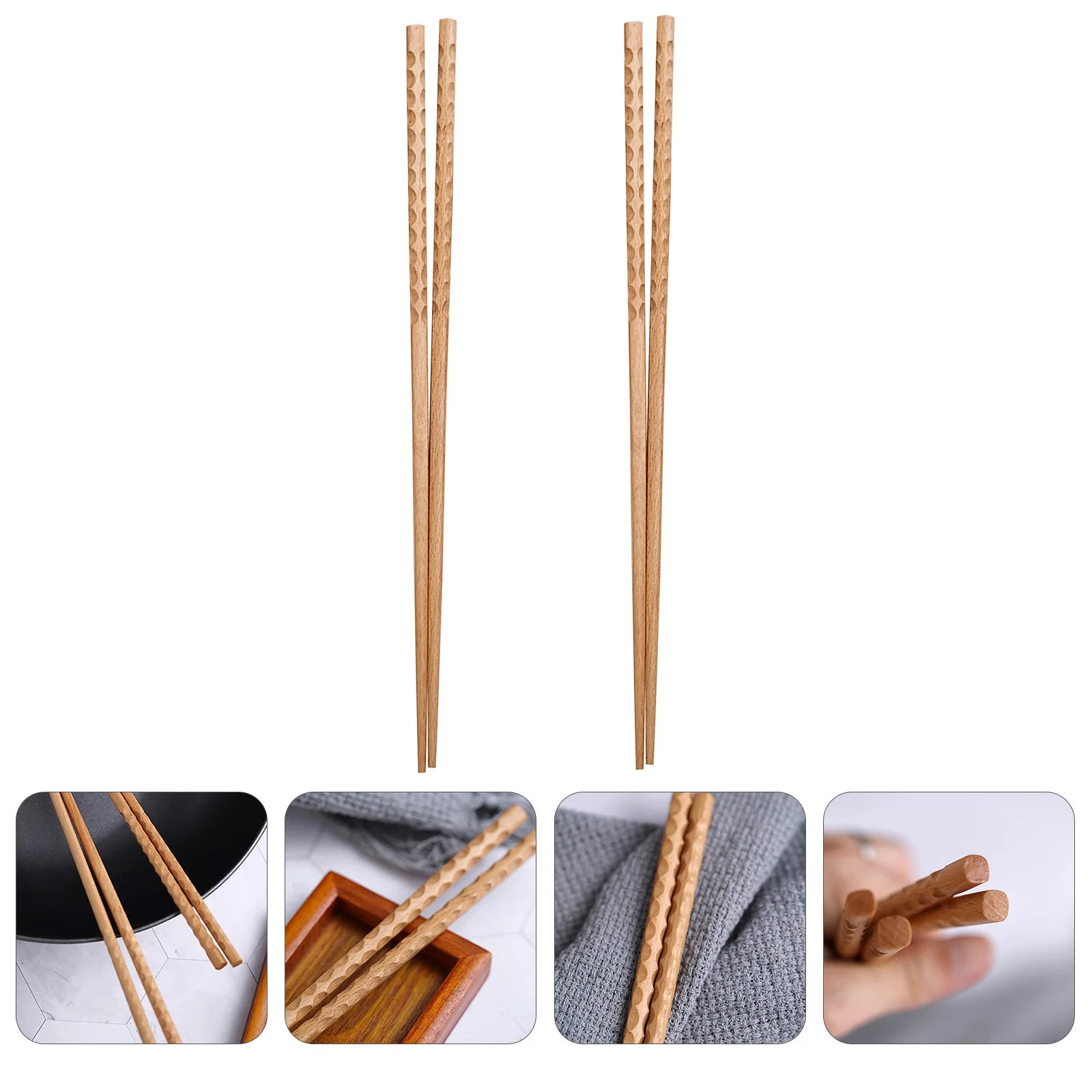 

2 Pairs Extended Chopsticks Long Wood Hot Pot for Cooking Japanese-style Wooden