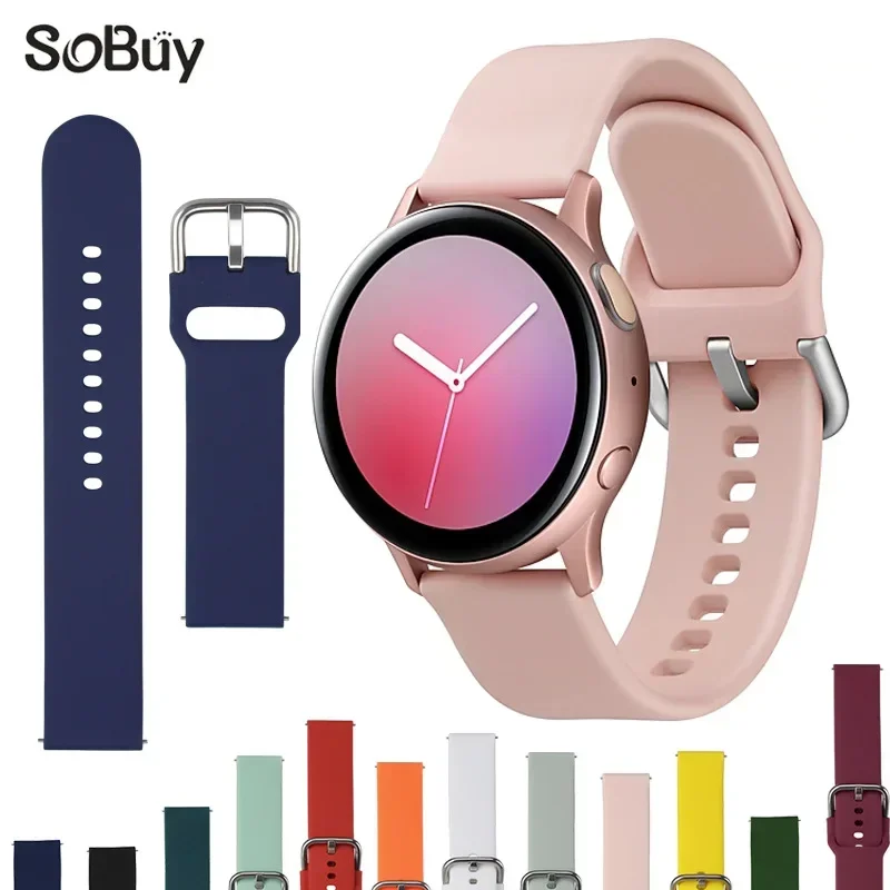 

2pcs Watchbands Suitable for Samsung Galaxy Watch 6/4 Active Solid Silicone Watch5 Watch Strap 20/22mm