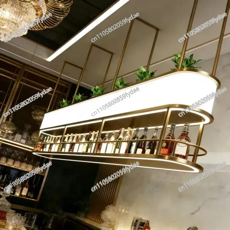 Bar Bar Counter Wine Rack Hanger Decoration Red Wine Display Cabinet Hanging Luminous Wine Cabinet Hanging Cabinet Upside