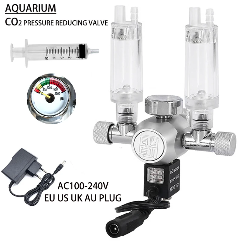 Fish Tank CO2 Pressure Reducing Valve Bubble Gauge Aquarium Gas Cylinder Pressure Control CO2 Regulator Pressure Reducing Valve