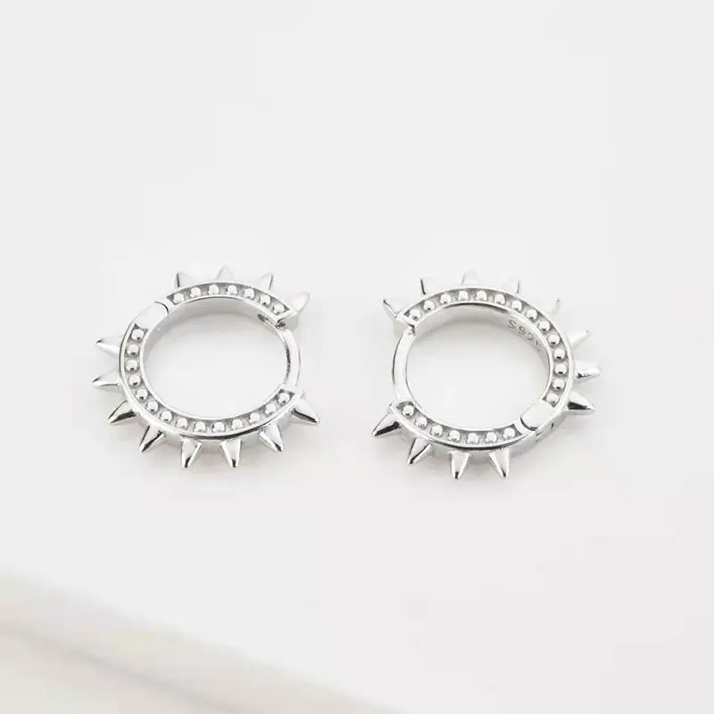 Ohrnadel aus 925er-Sterlingsilber, Vintage, kleiner Creolen-Ohrring für Damen, Geometrie, runde Silberohrringe, Party, Modeschmuck, Geschenk – Detail 23