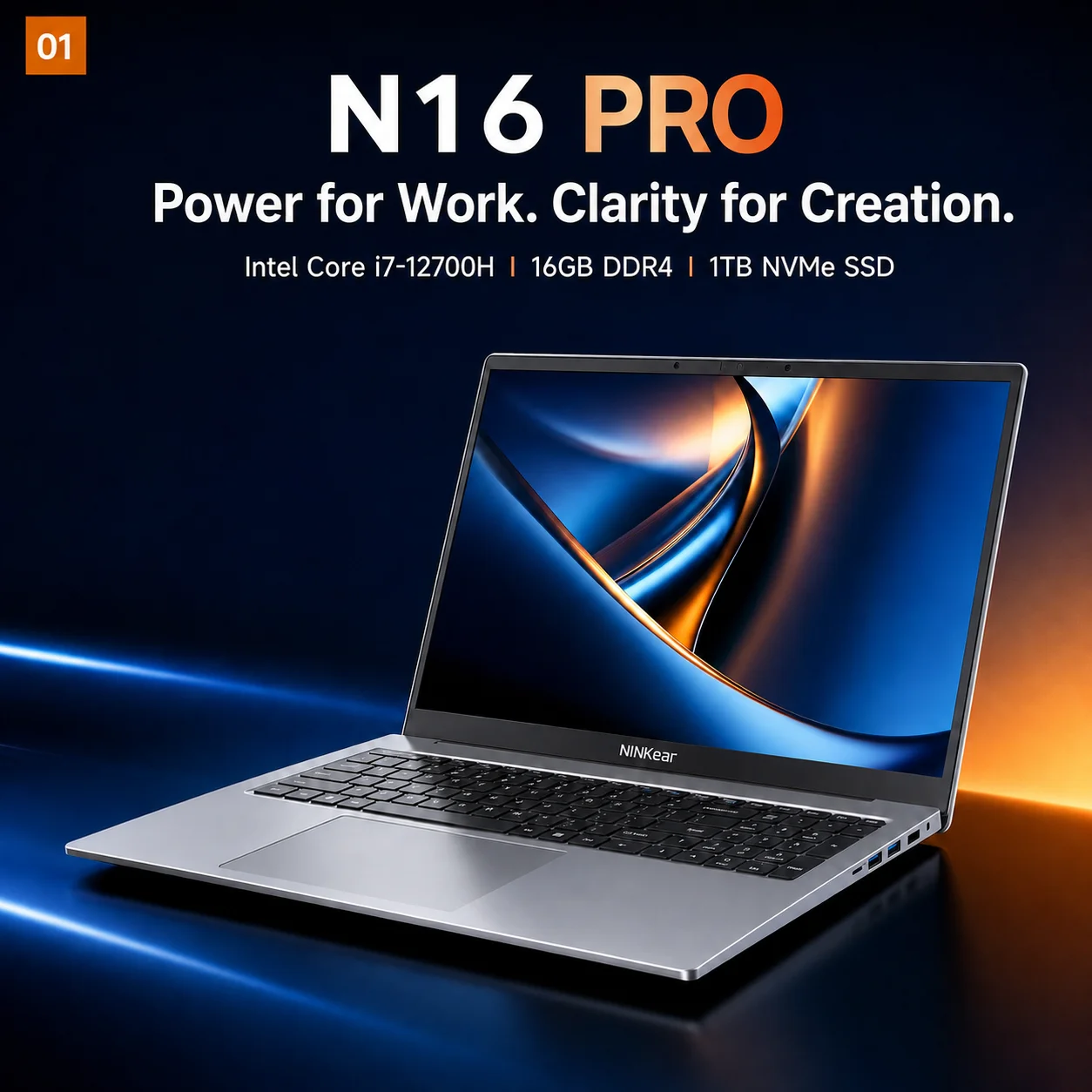 Ninkear N16 Pro 16″ Qhd 120Hz Laptop for Work & Study, Core I7-12700H, 16Gb Ddr4, 1Tb Ssd, Iris Xe, Wi-Fi 6, Windows 11