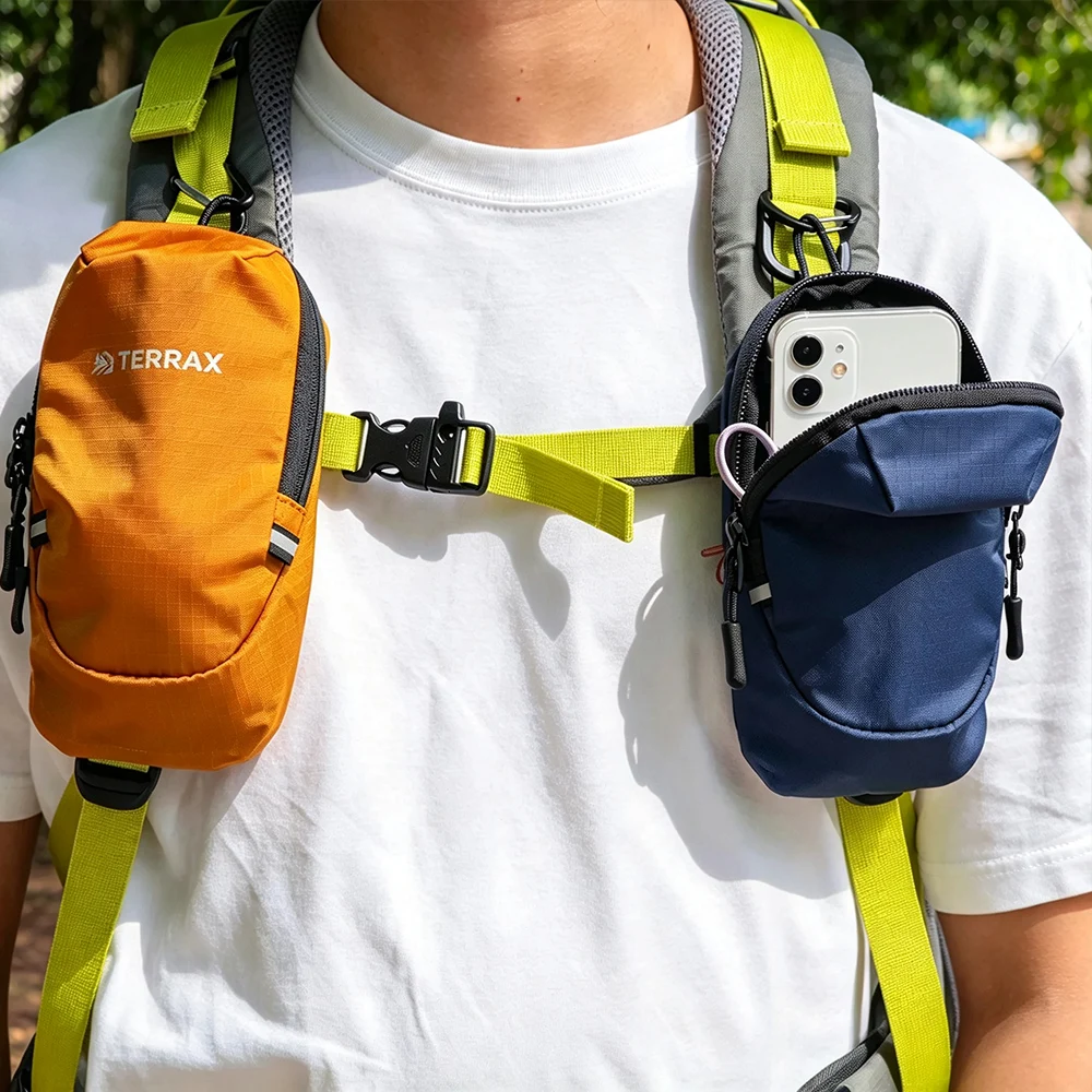 Mini Backpack Strap Attached Pouch Hiking Wallet Phone Power Bank Storage Shoulder Expand Bag Handbag for Camping Hiking Sports