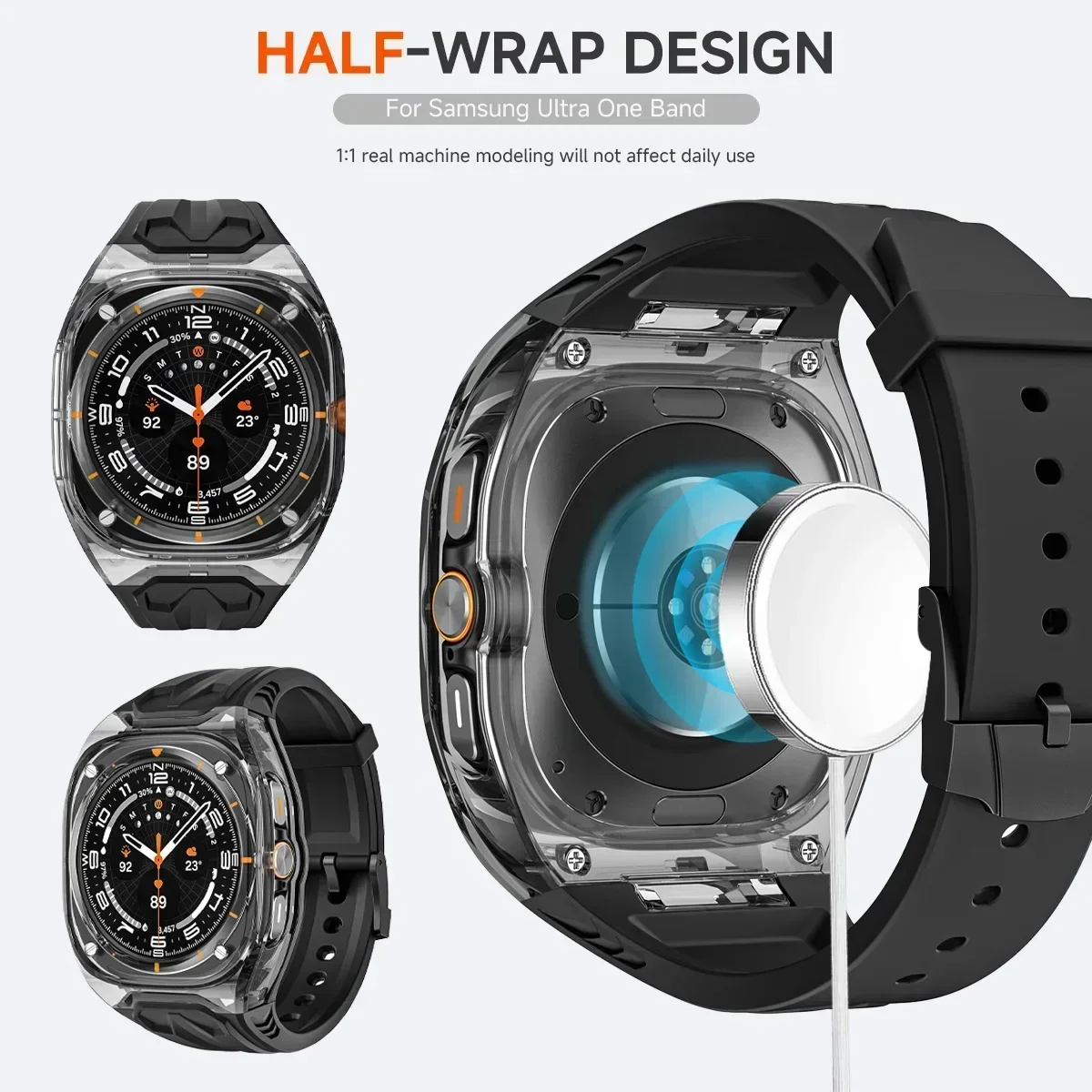 삼성 갤럭시 시계 7 울트라 47mm 실리콘 루프 밴드 팔찌 갤럭시 시계 울트라 남성용 스포츠 팔찌 용 모드 키트 스트랩 + 케이스