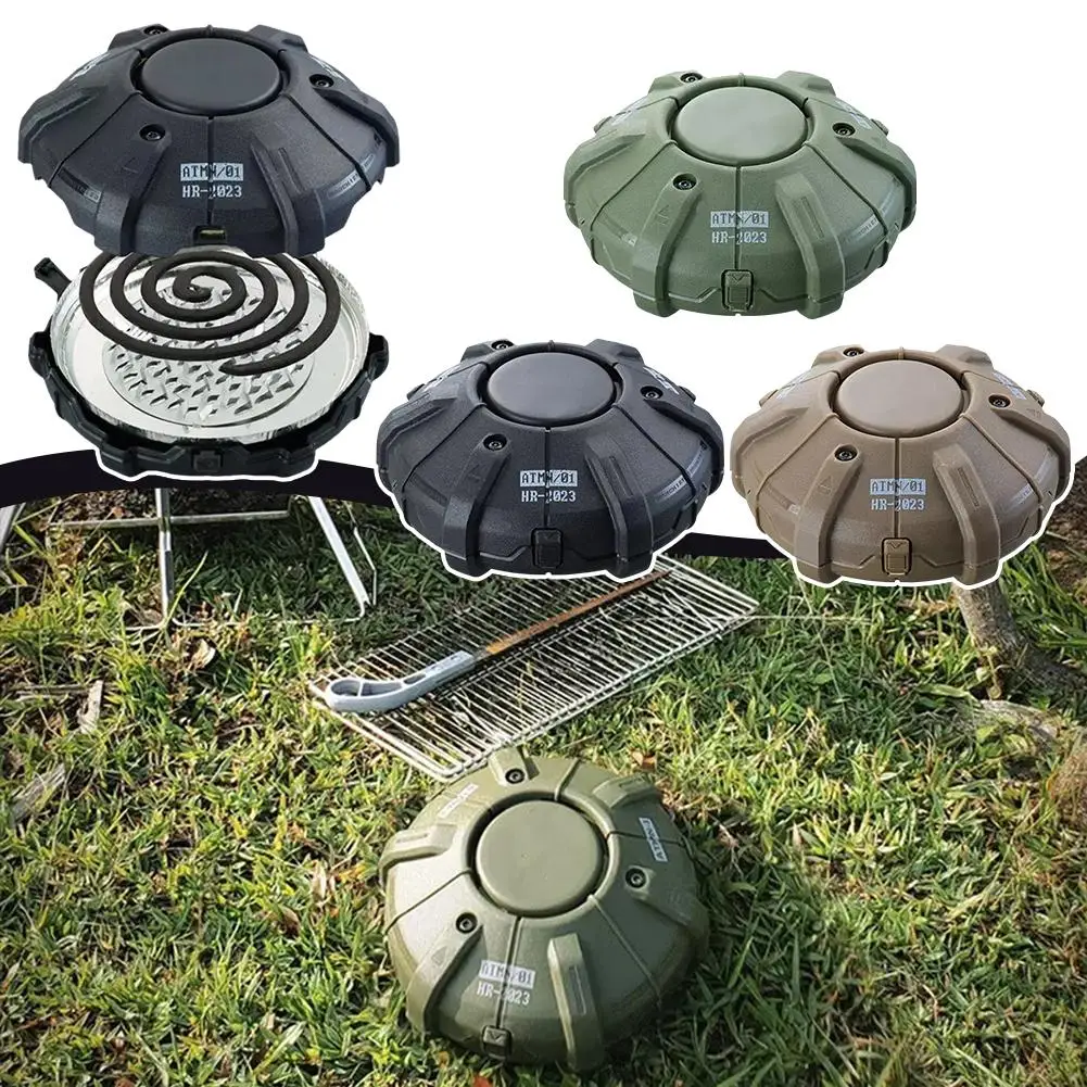 Tactical Mosquito Incense Box Home Outdoor Camping Summer Rack Creative with Camping Cover Fireproof Repellent Mosquito L3C7