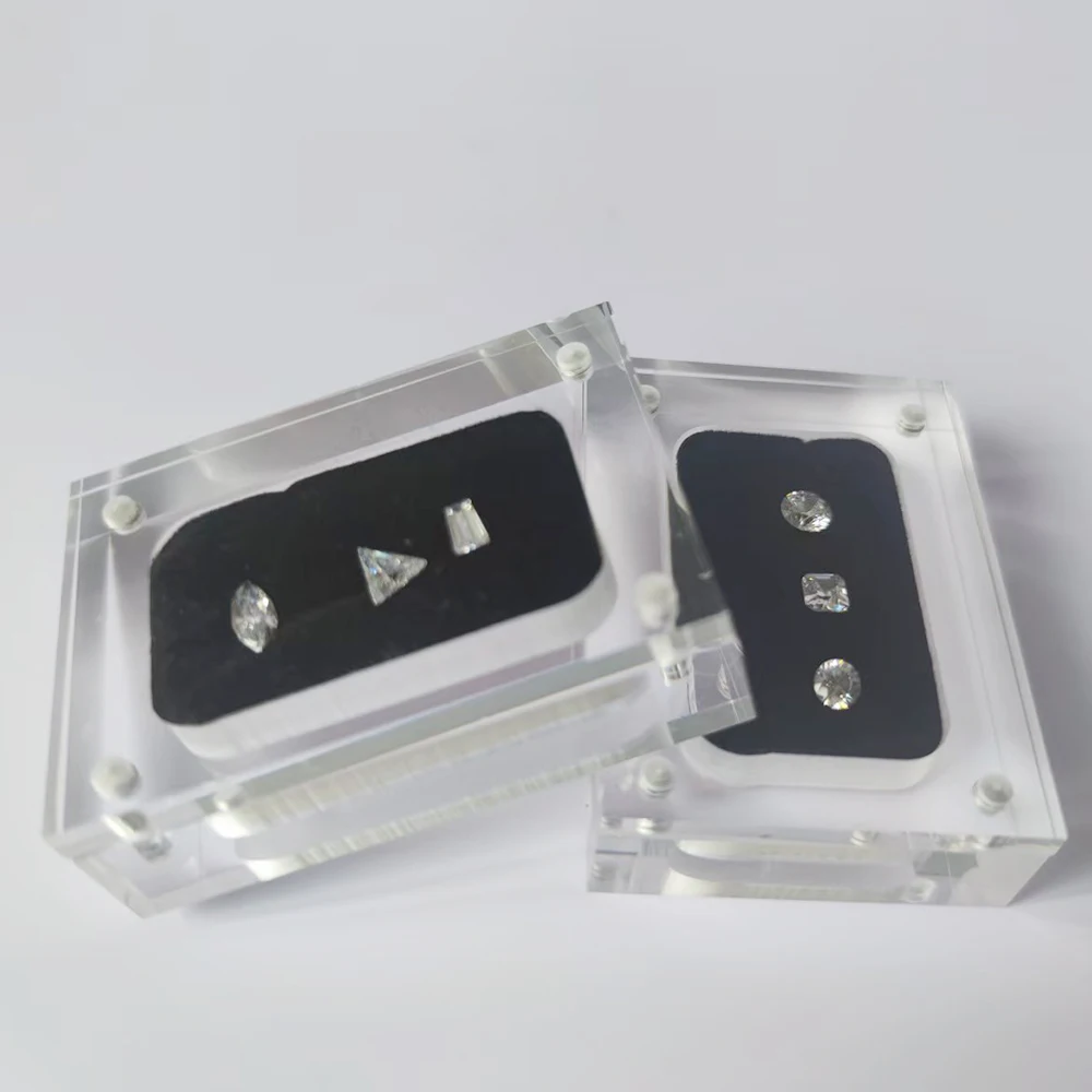 Clear Acrylic Diamond Storage Box Gems GIA Jewelry Display Organizer Gemstone Gift Packaging Box Loose Diamond Showcase Tray