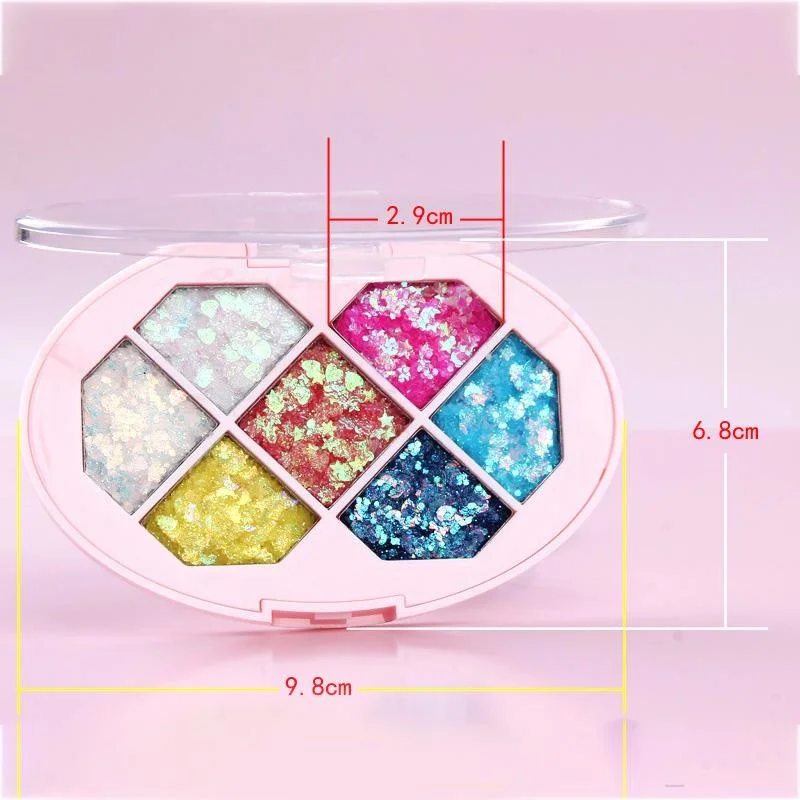 7 Colors Face Glitter Diamond Sequins Eyeshadow Five Pointed Star Fragment Moon Eyeshadow Shimmer Pigment Eyebrow Makeup Palette