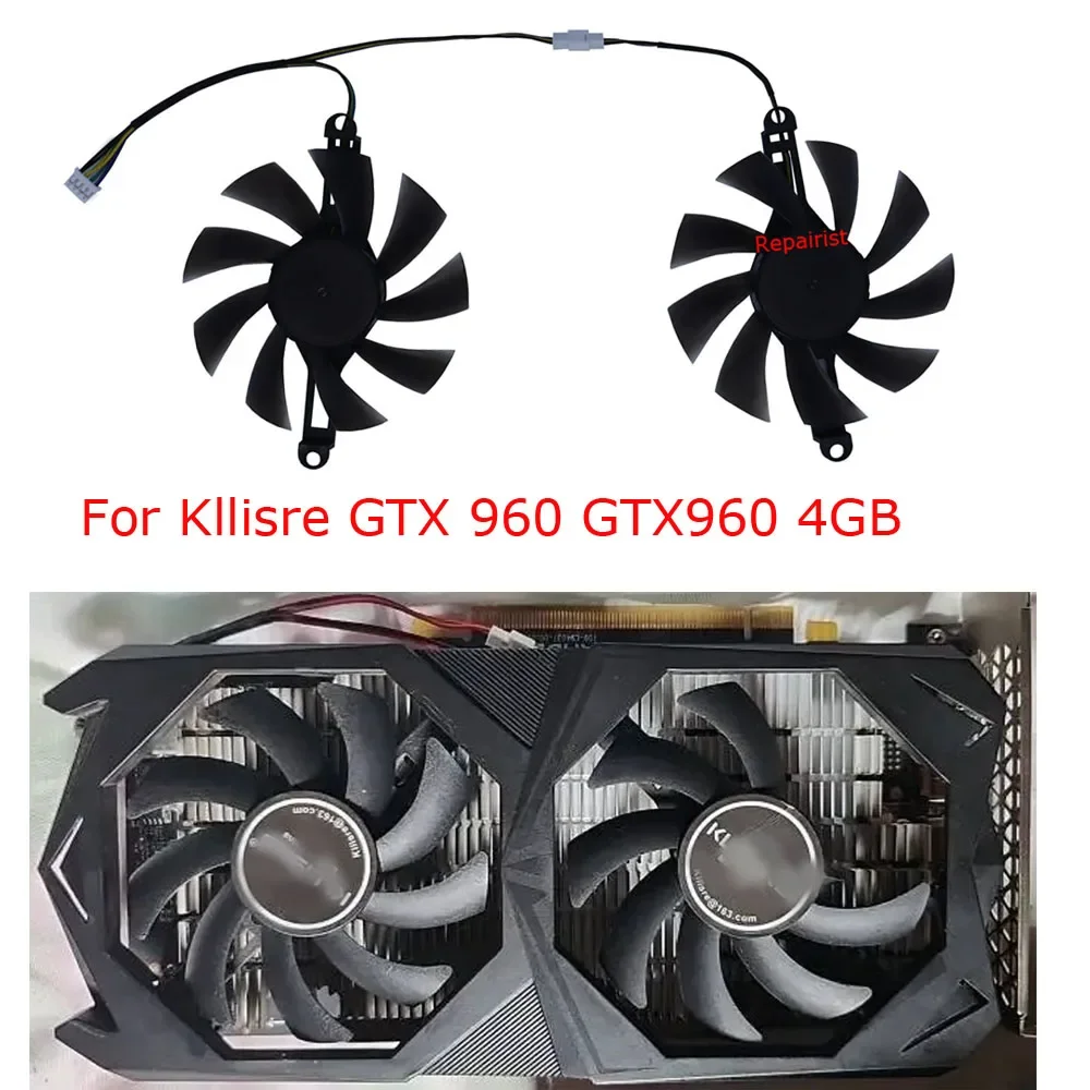 Ventilateur de carte vidéo,pour Kllisre GTX 960 4GB,Kllisre RX 5600 6GB Gaming, taille 85mm, montage 98mm, FL8015 12VB, FL801512VH, 2 pièces par