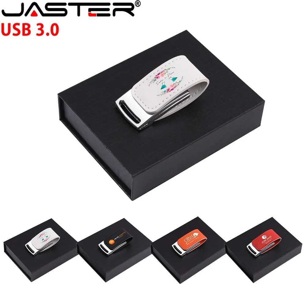 JASTER Leather USB 3.0 Flash Drives 128GB Free Color Printing Pen Drive 64GB 32GB Memory Stick Real Capacity 16GB 8GB 4GB U disk