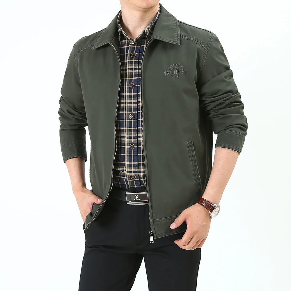 

Men's Jackets Plus Size M-4XL jaqueta masculina Cotton Casual Jacket Men Solid Turn-down Collar Windbreaker Jacket
